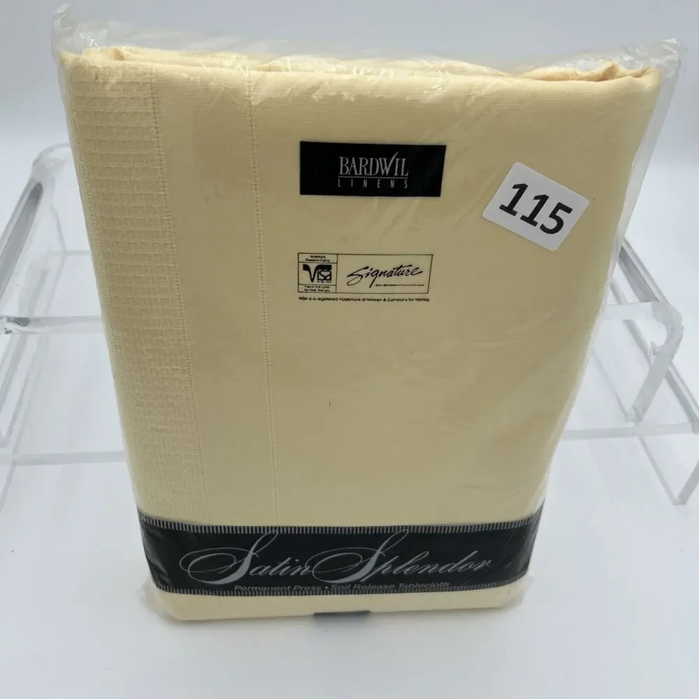 NOS Bardwil Linens Satin Splendor Soil Release Tablecloth 60x140” Oblong Butter
